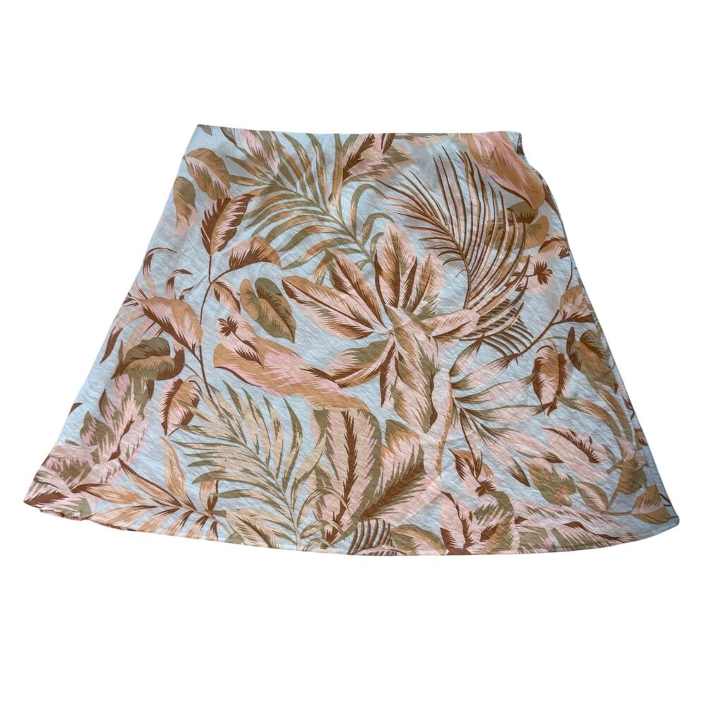 Audrey 3+1 Tropical Mini Skirt Size Large Blue Tan